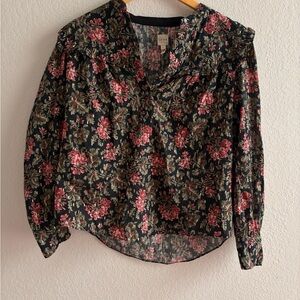 Luxury/elegant Rebecca Taylor La Vie Chouette Metallic Blouse Small